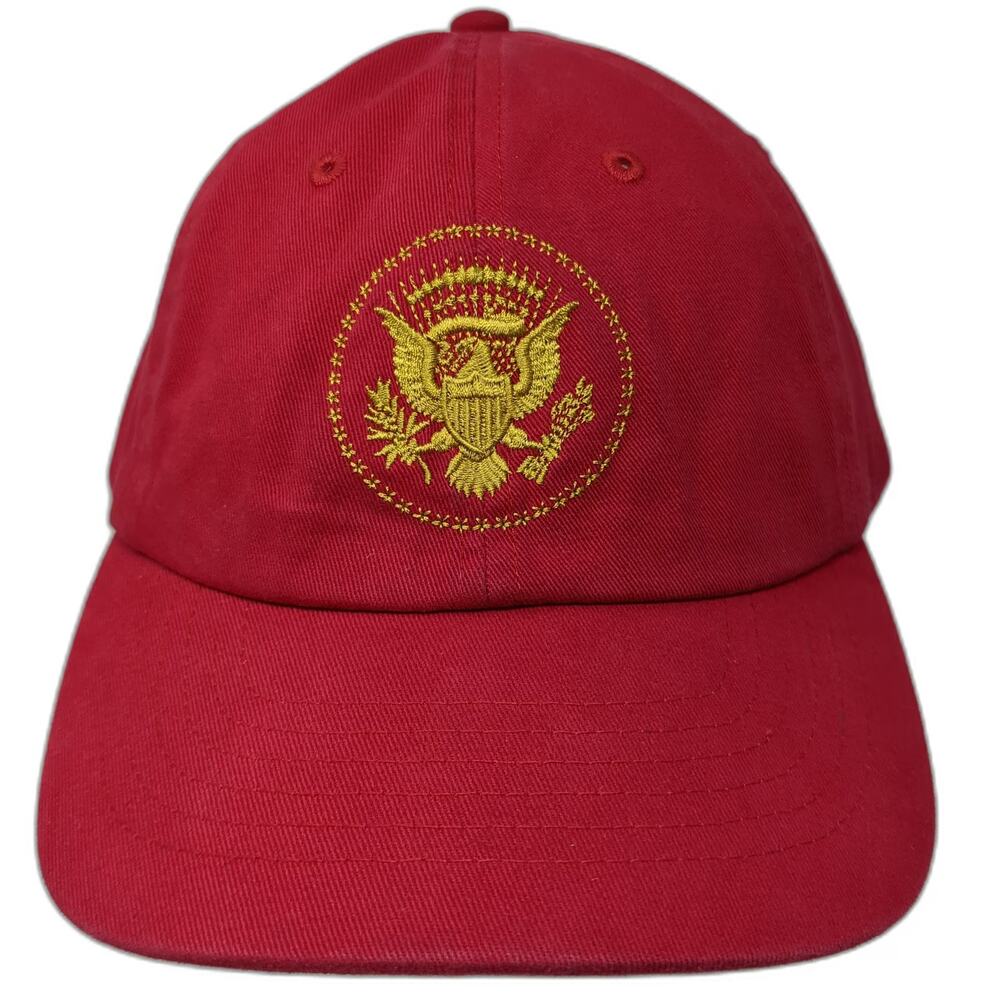 Baseball Cap Red One Size Great Seal US Eagle White House Association Hat Gold